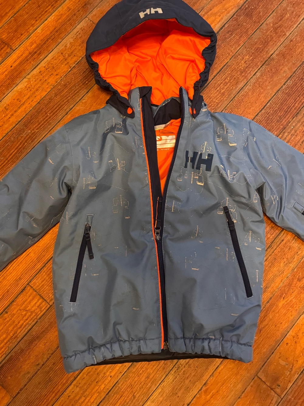 Helly Hansen Kids Blue Jacket with Orange Lining